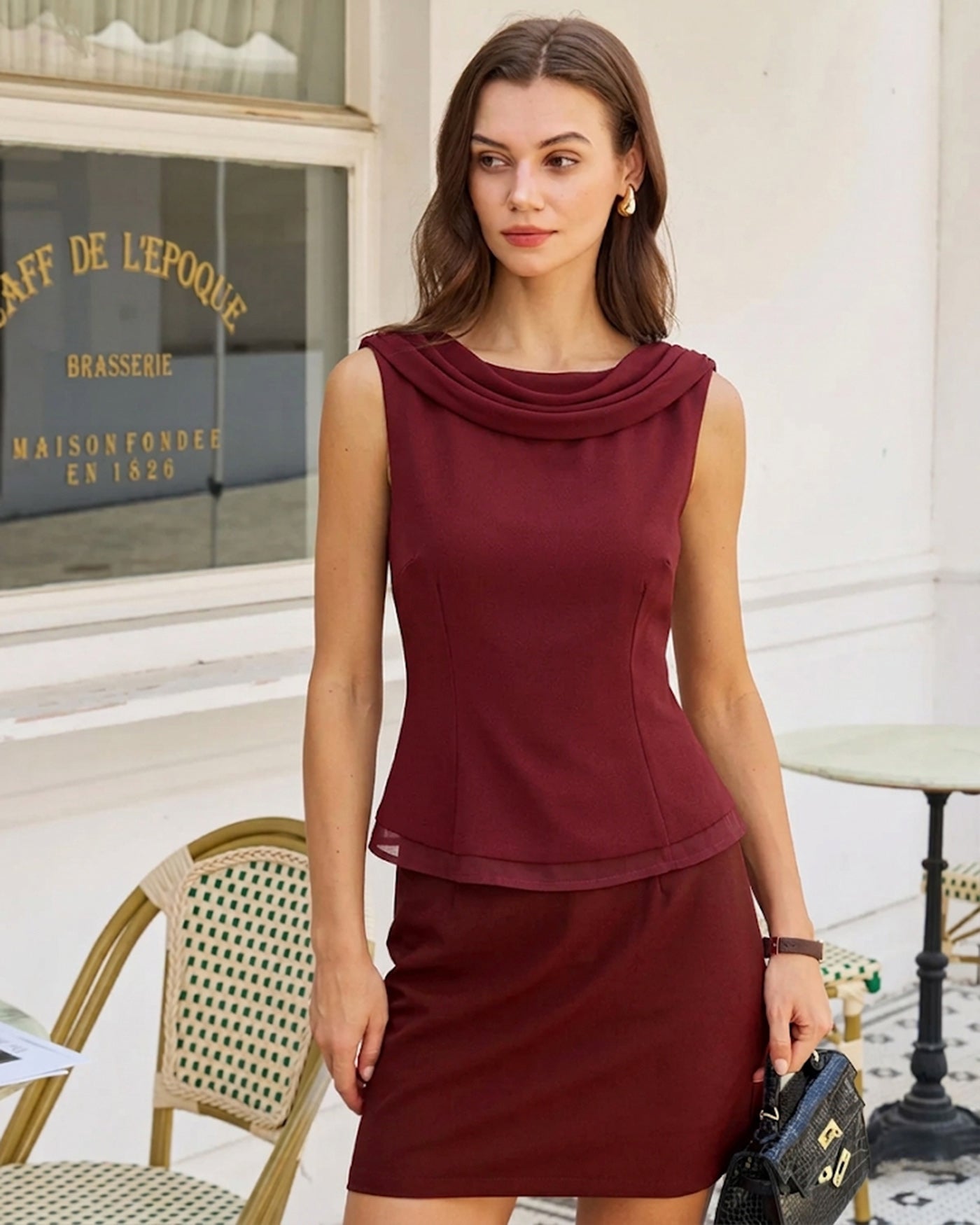 Wine Red Boat Neck Tank Top