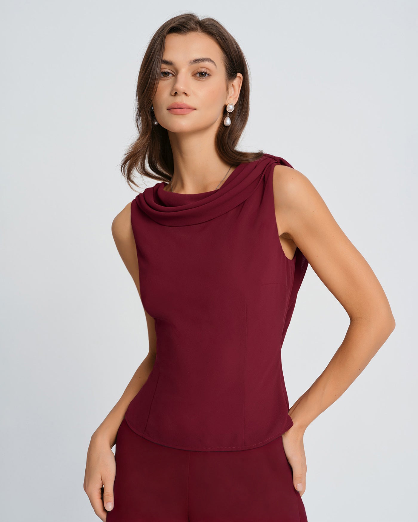 Wine Red Boat Neck Tank Top