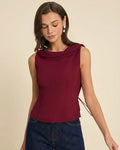 Wine Red Boat Neck Tank Top