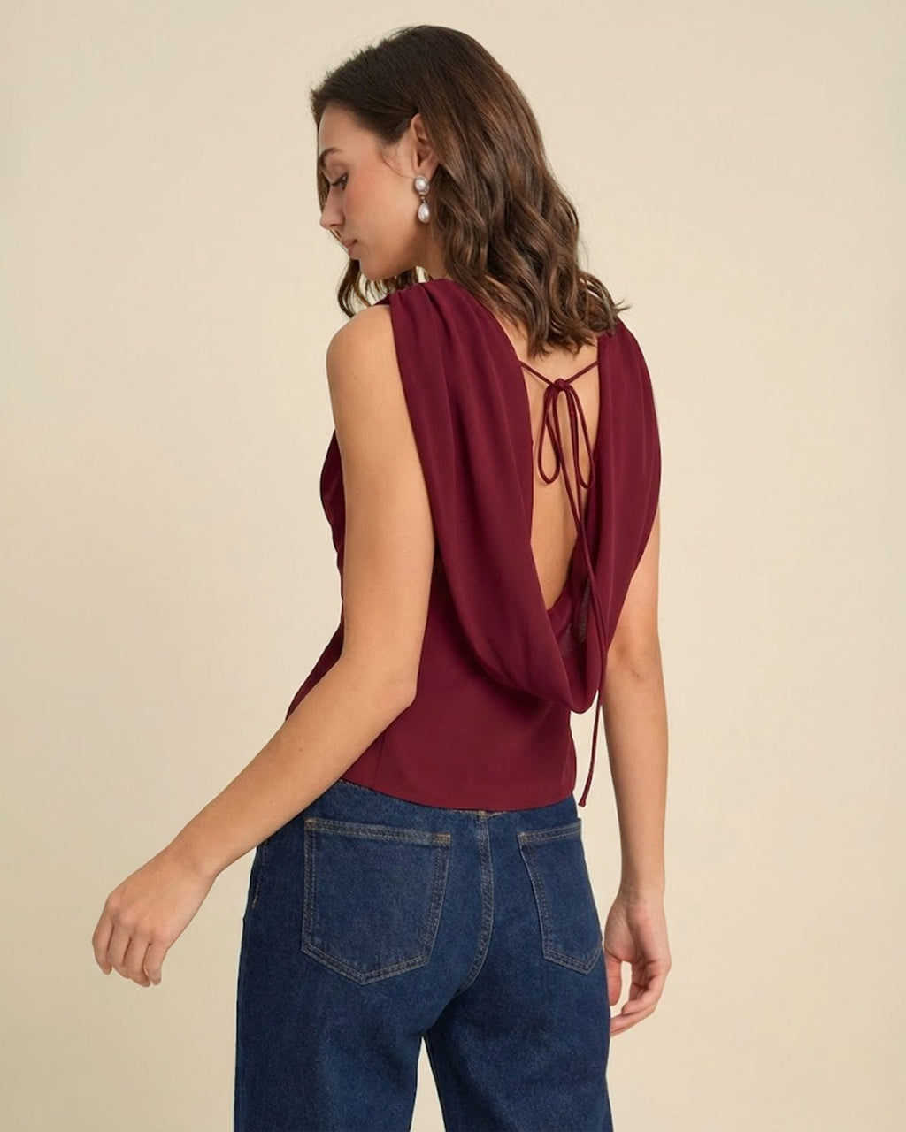 Wine Red Boat Neck Tank Top
