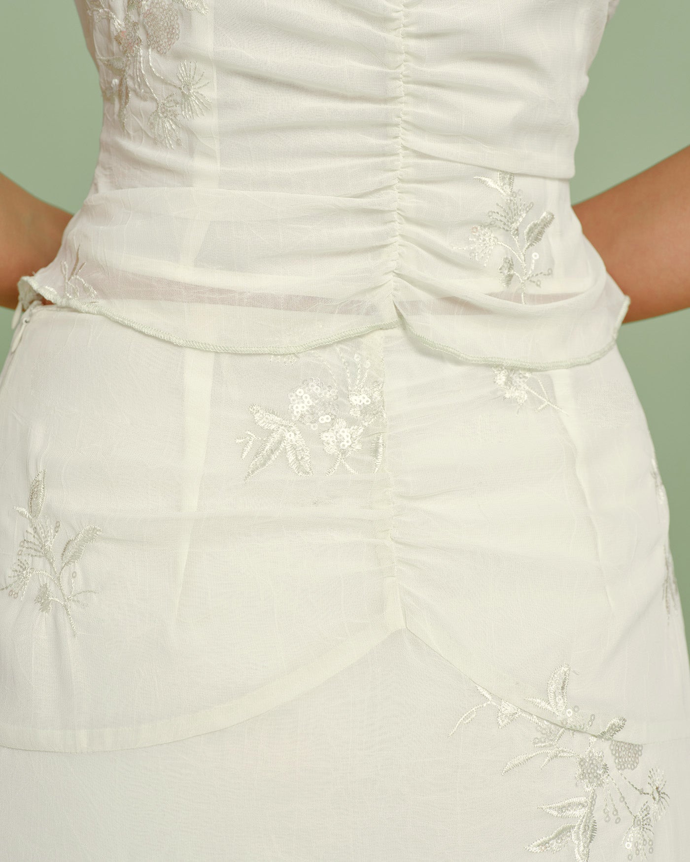 Apricot V Neck Embroidery Tee