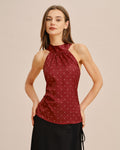 Red Polka Dot Halter Tank Top
