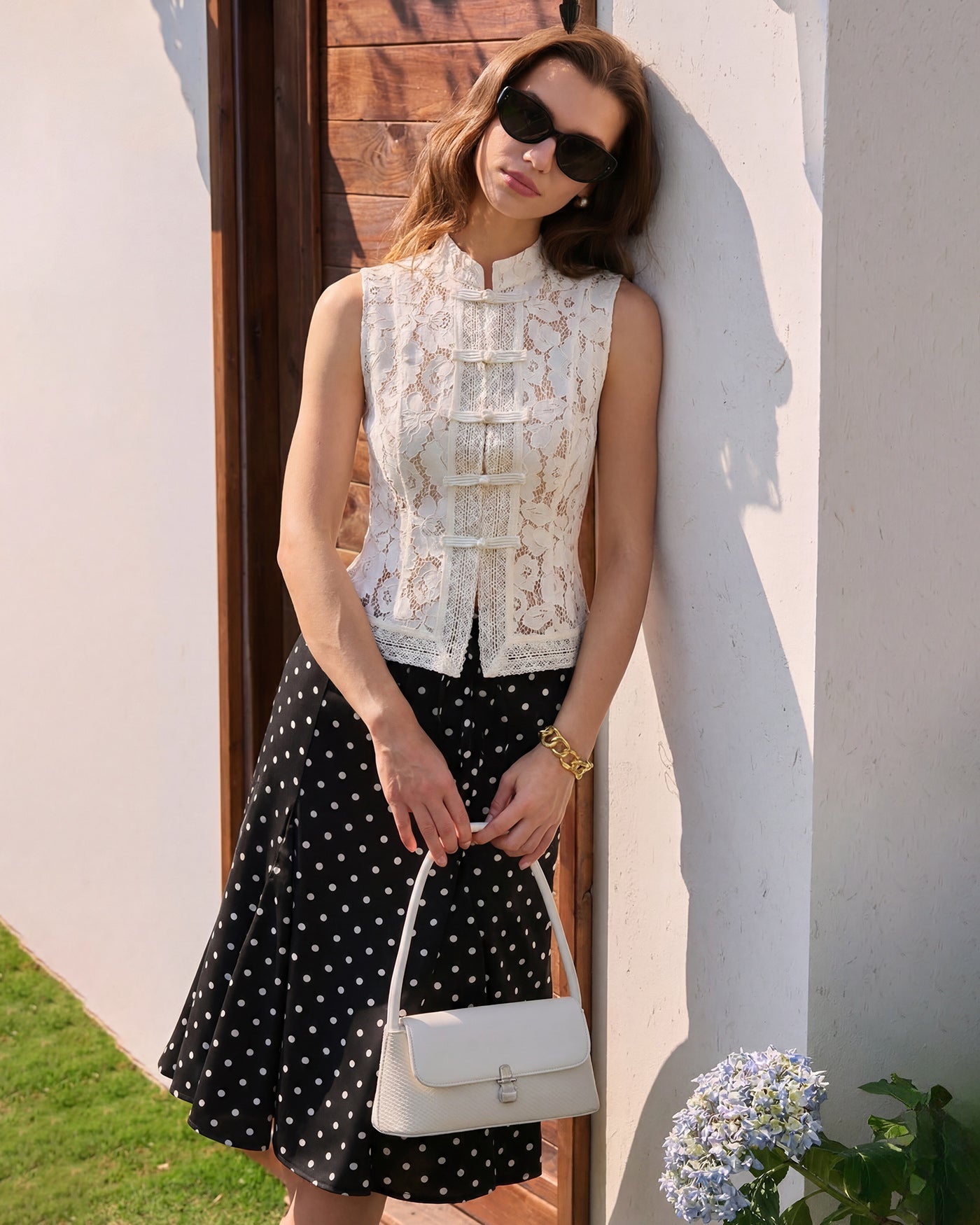 White Collar Floral See Through Tank