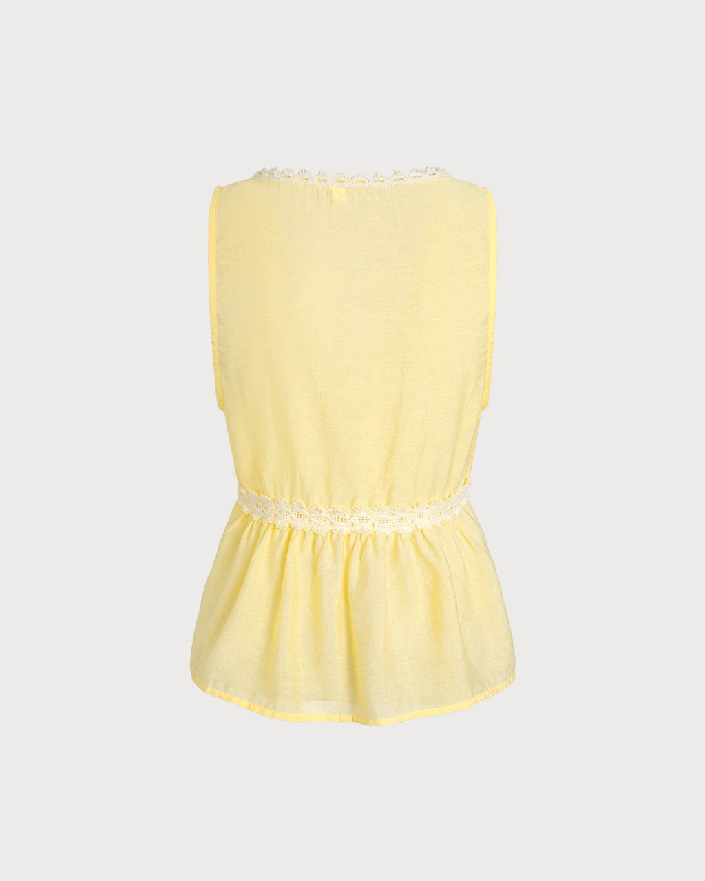 Yellow V Neck Button Tank Top