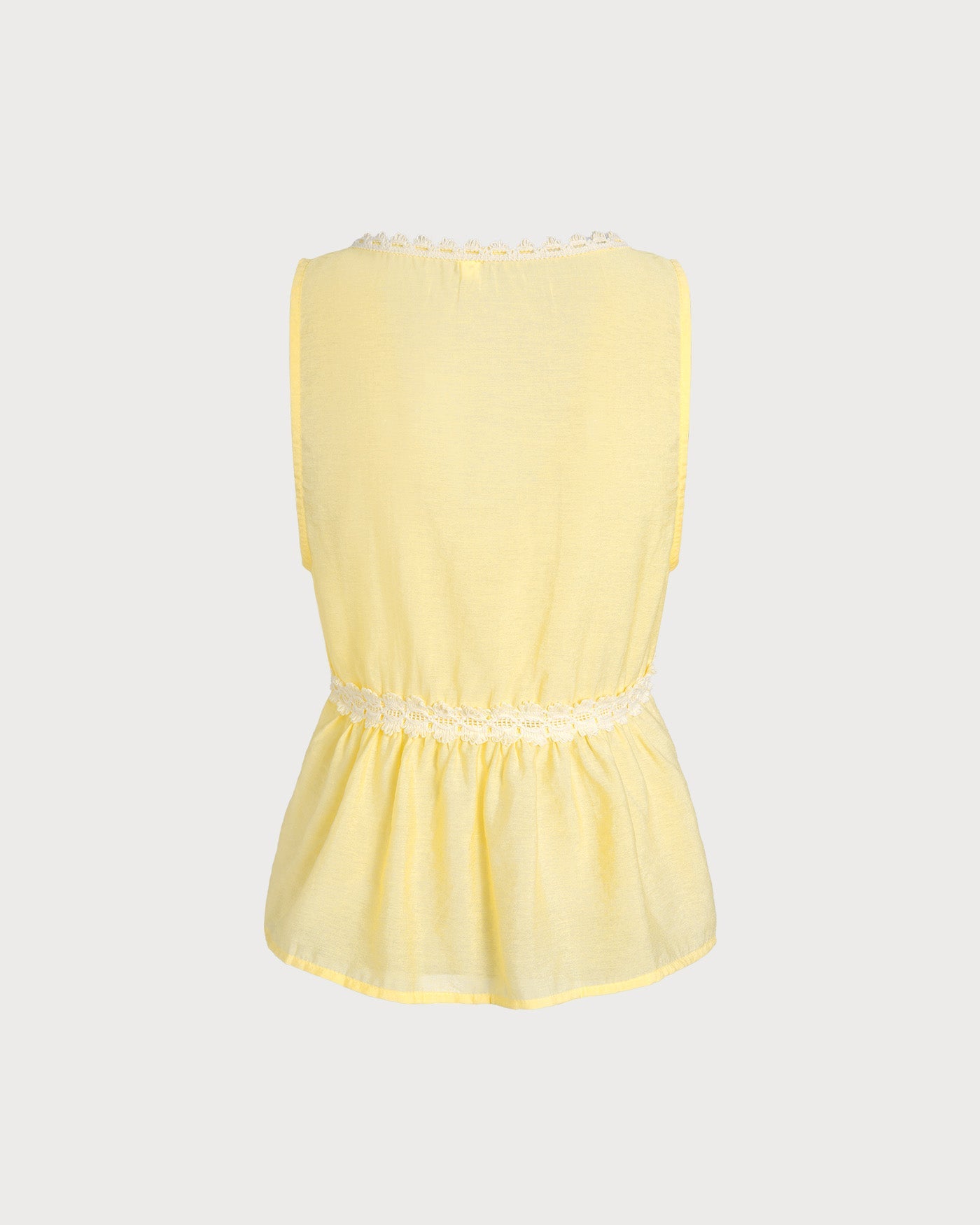 Yellow V Neck Button Tank Top