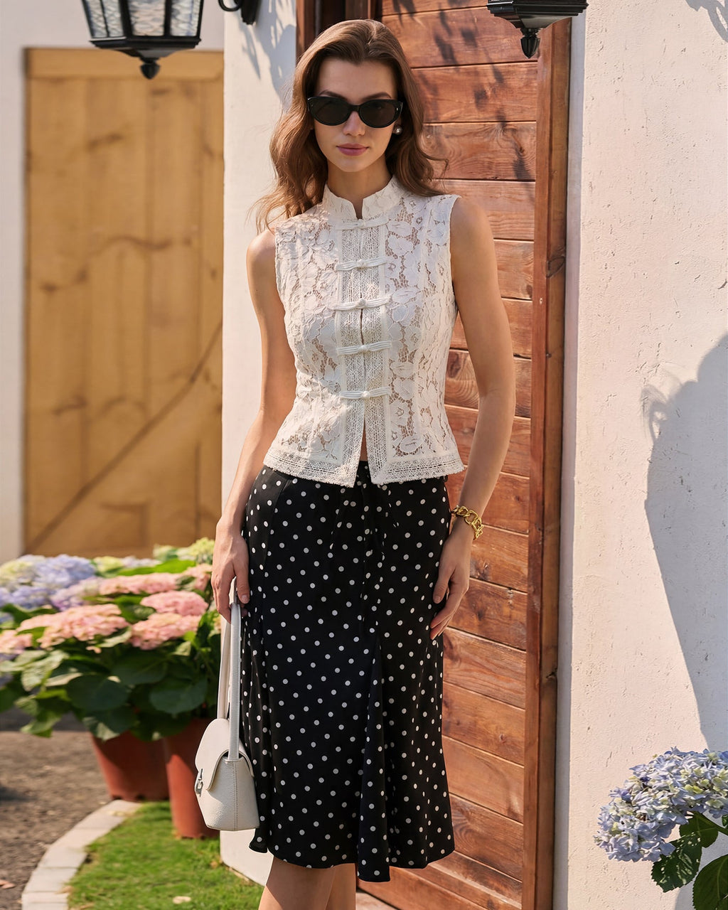 White Collar Floral See Through Tank