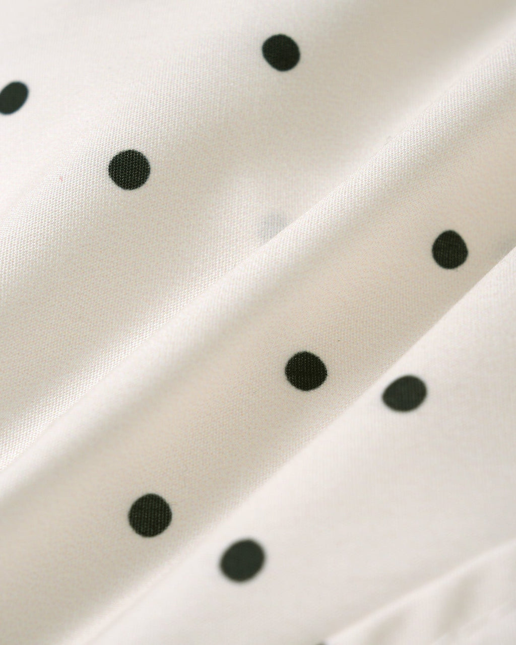 Off White Mandarin Collar Polka Dot Tee