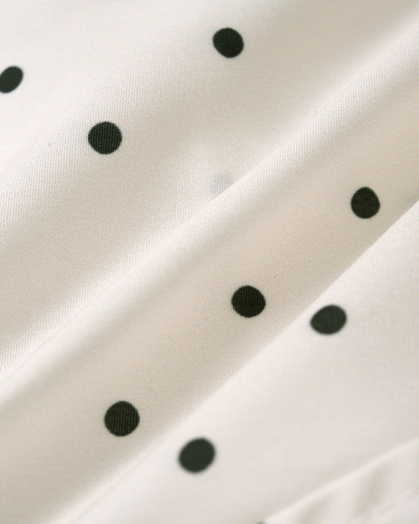 Off White Mandarin Collar Polka Dot Tee