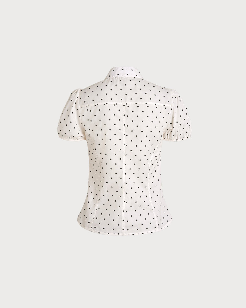 Off White Mandarin Collar Polka Dot Tee