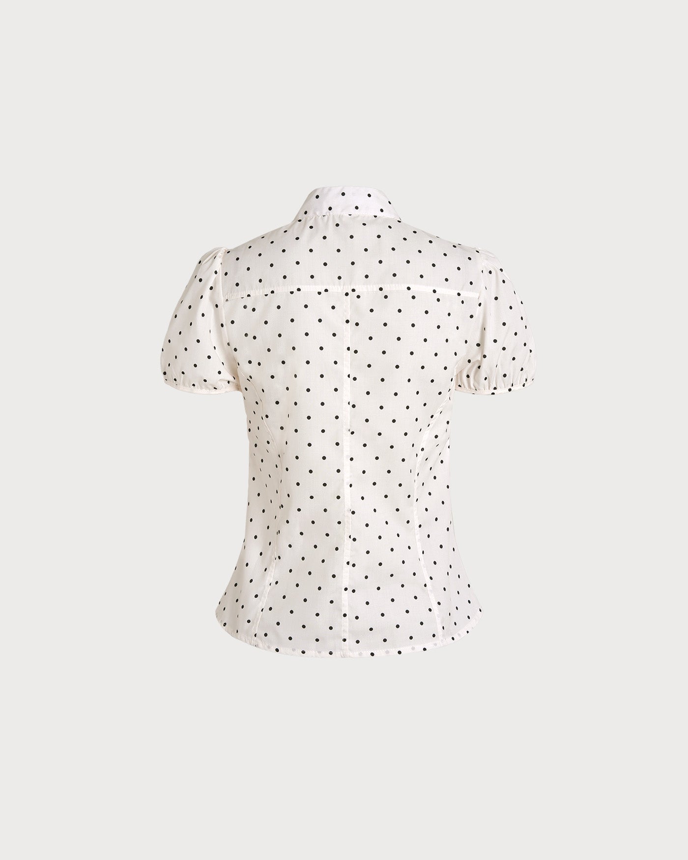 Off White Mandarin Collar Polka Dot Tee
