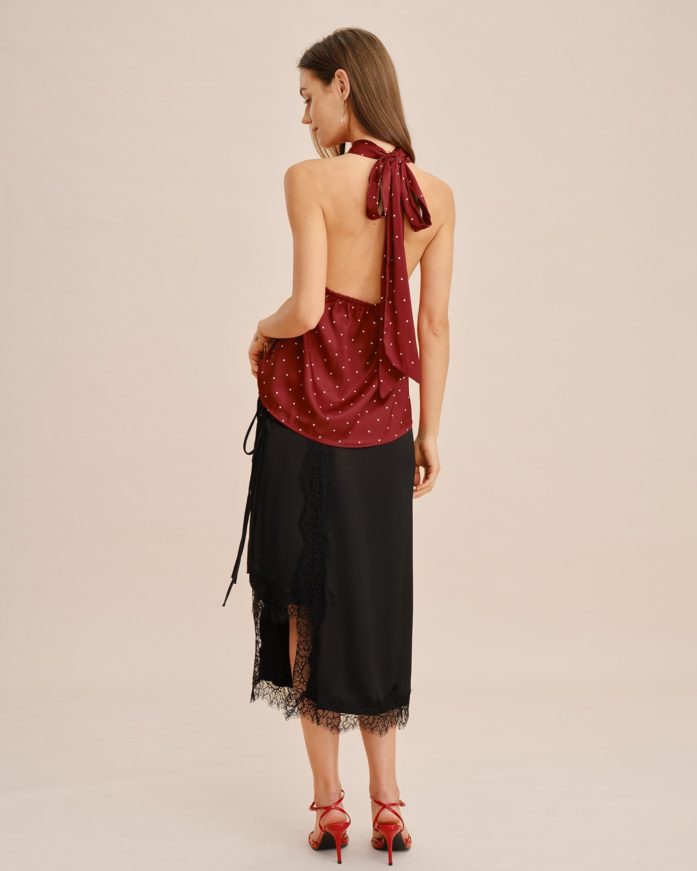 Red Polka Dot Halter Tank Top