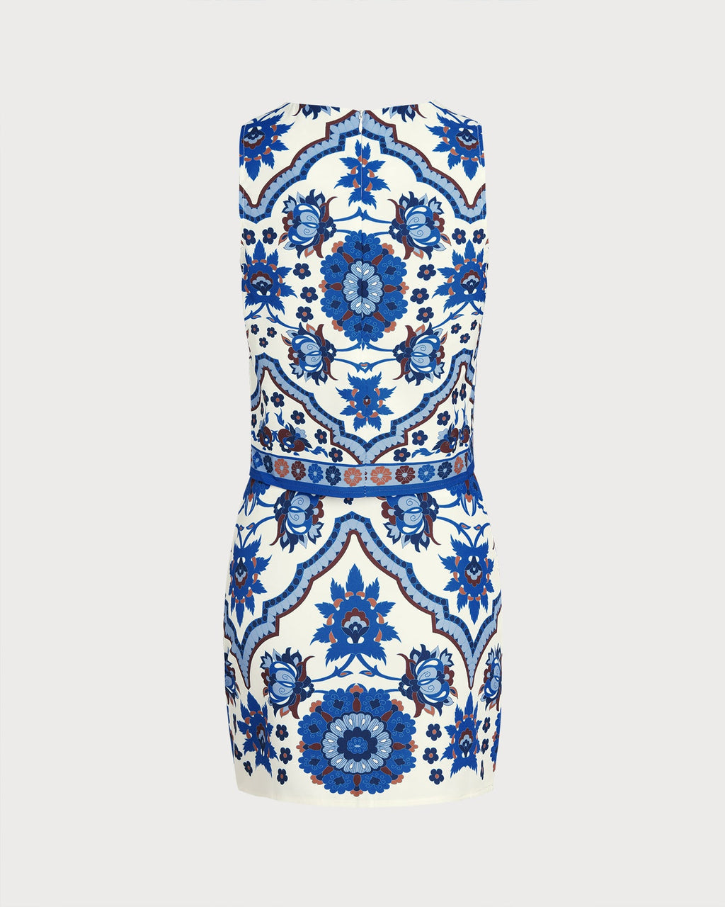 Blue Floral Two-Piece Skirt Set
