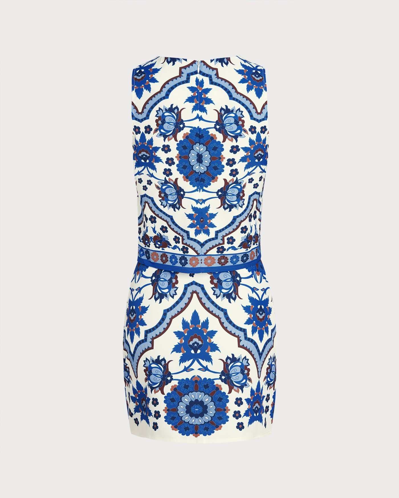 Blue Floral Two-Piece Skirt Set