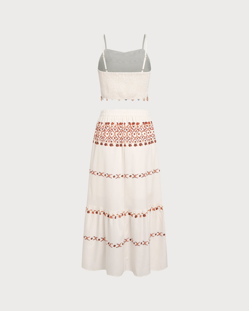 Apricot Elastic Waist Two-Piece Skirt Set