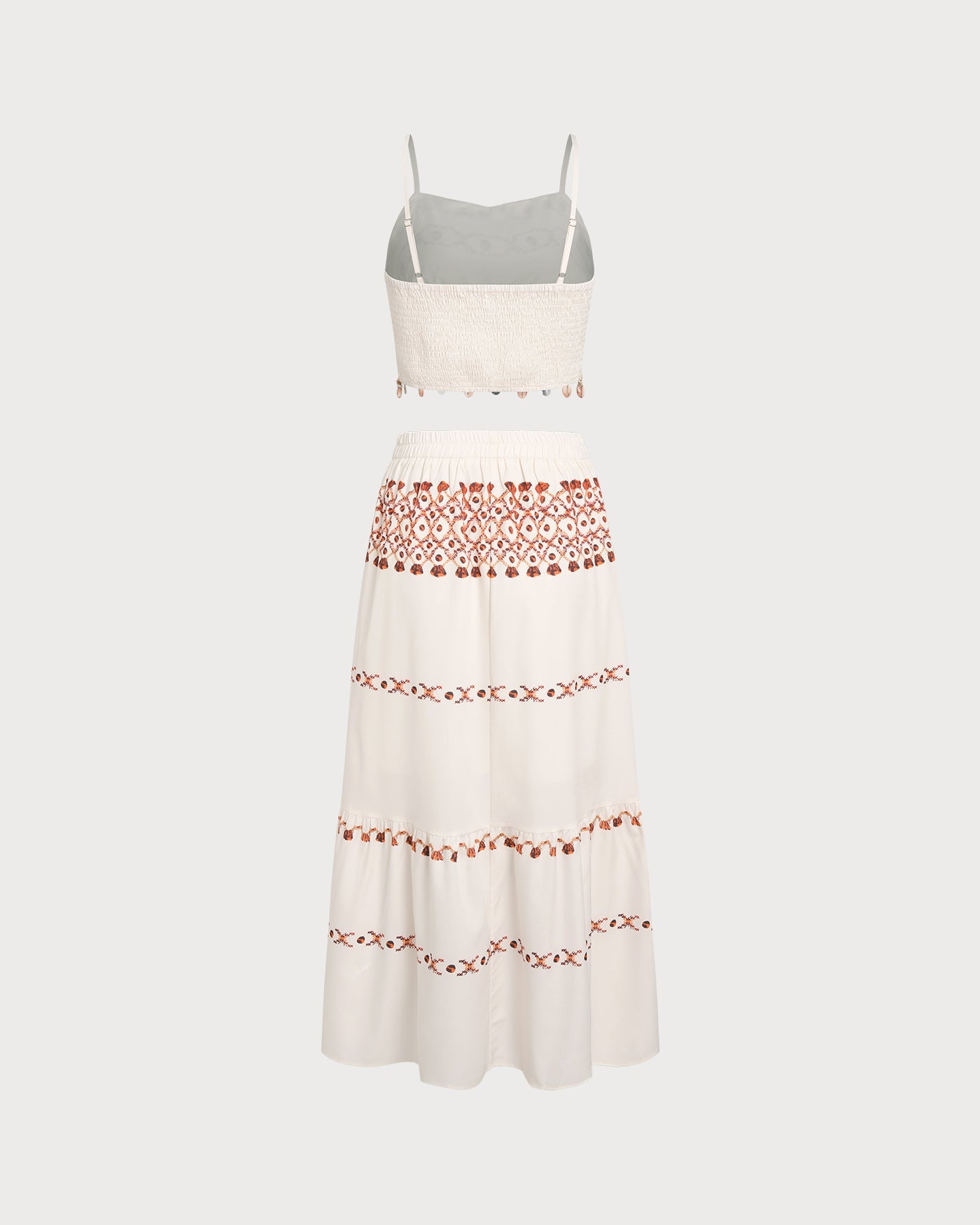 Apricot Elastic Waist Two-Piece Skirt Set