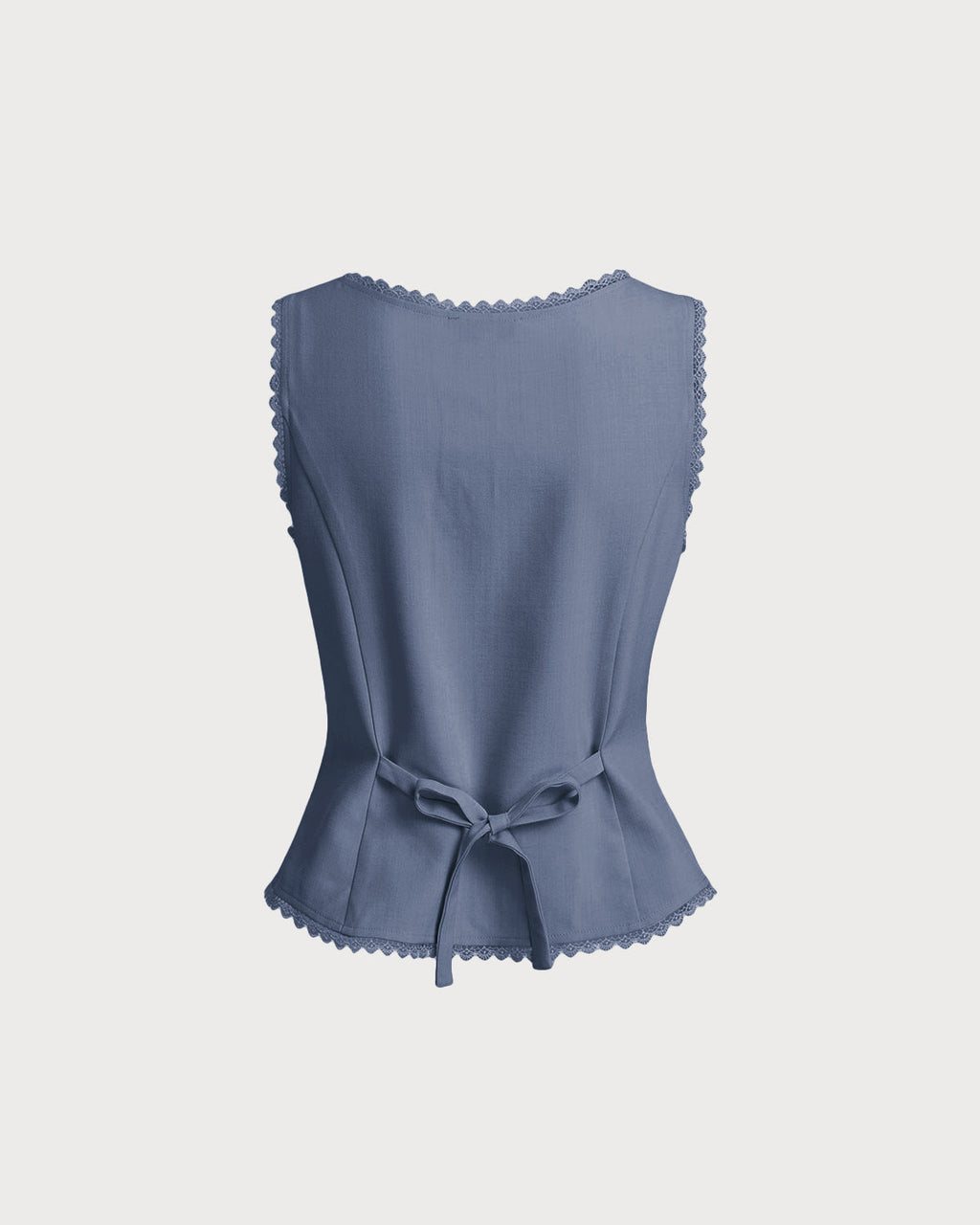 Blue Boat Neck Single Breasted Vest