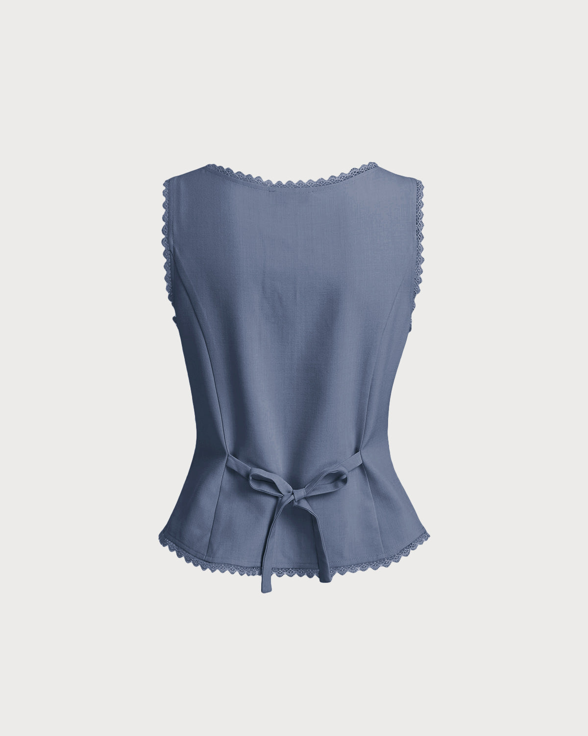 Blue Boat Neck Single Breasted Vest