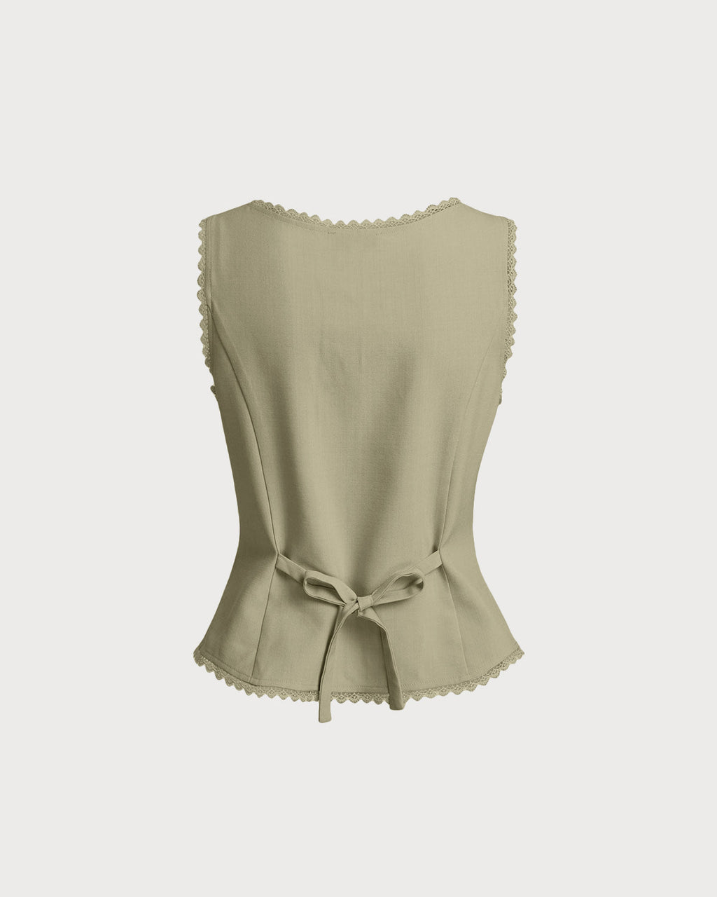 Green Boat Neck Single Breasted Vest