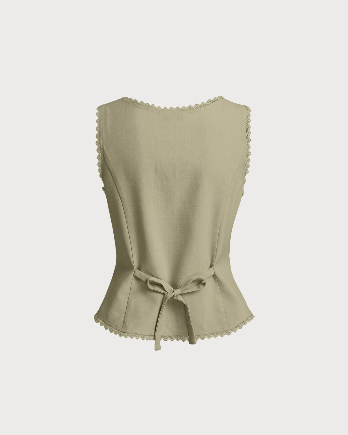 Green Boat Neck Single Breasted Vest