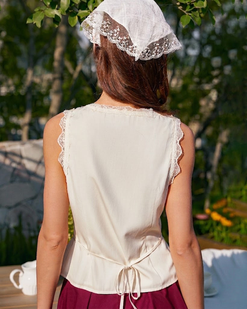 Apricot V Neck Lace Vest