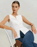 White Boat Neck Lace Vest