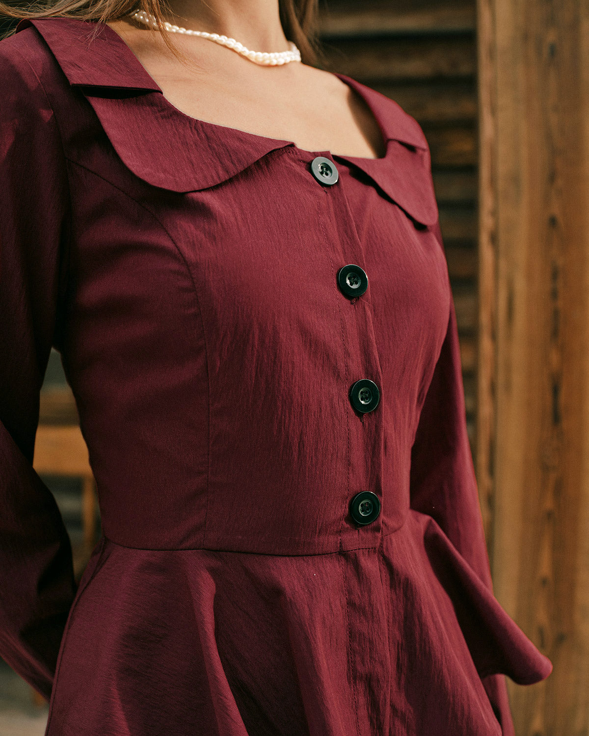 Brick Red Square Neck Viscose Blouse
