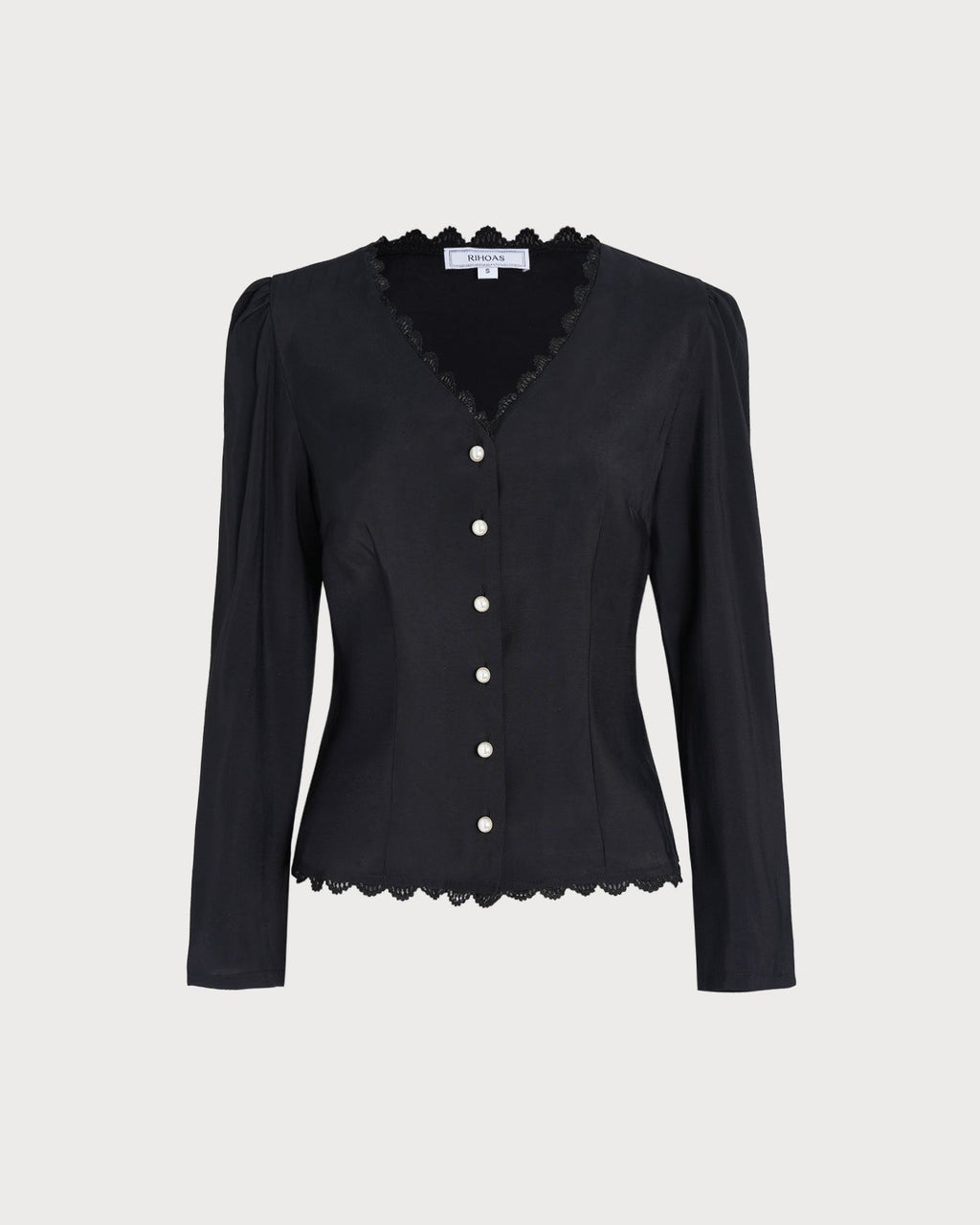 Black V Neck Lace Blouse